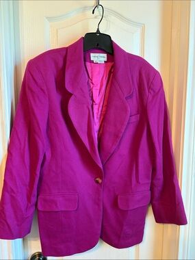 Casual Corner Women's Bright Fuchsia Single-Button Blazer